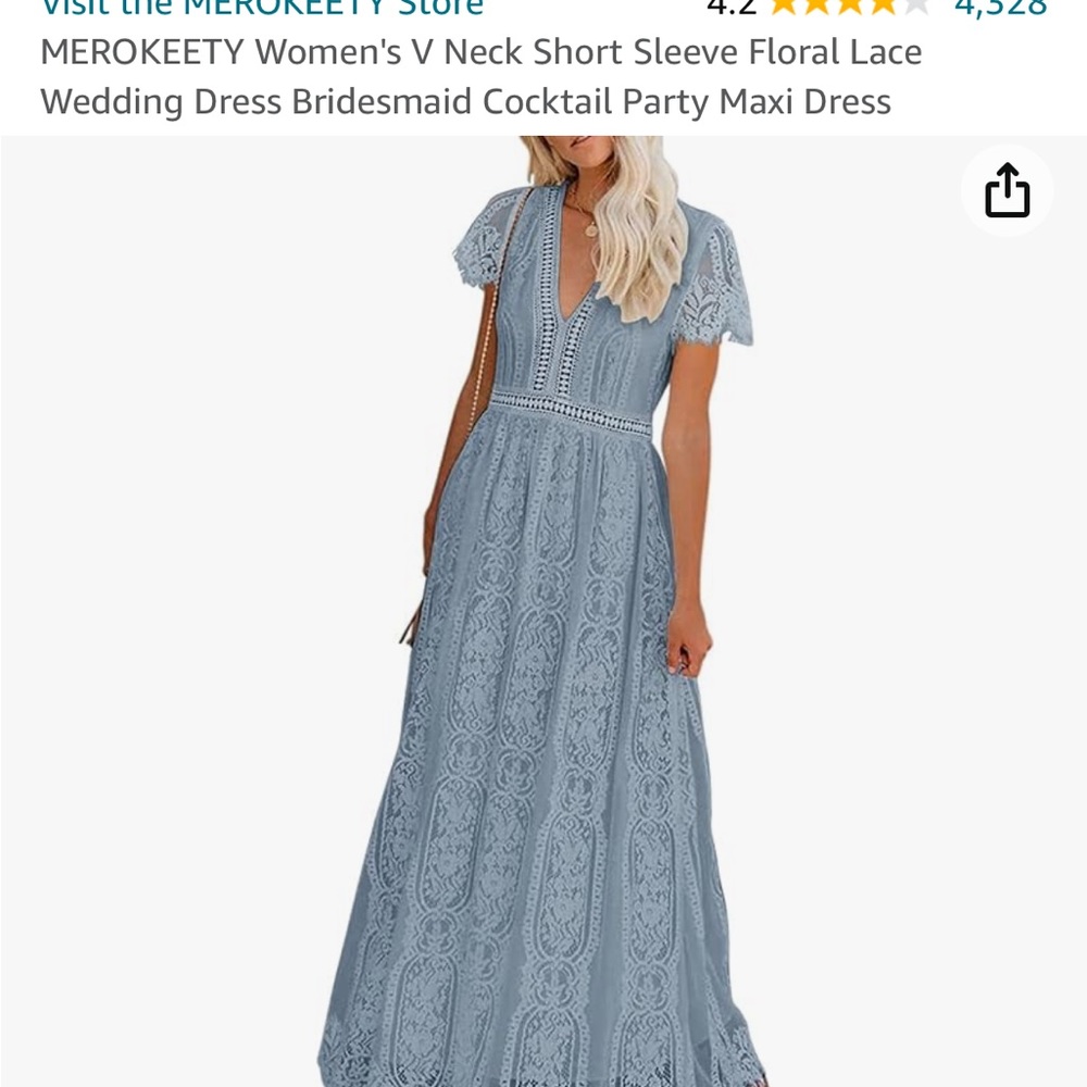 MEROKEETY Women's V Neck Short Sleeve Floral Lace W Maxi Dress